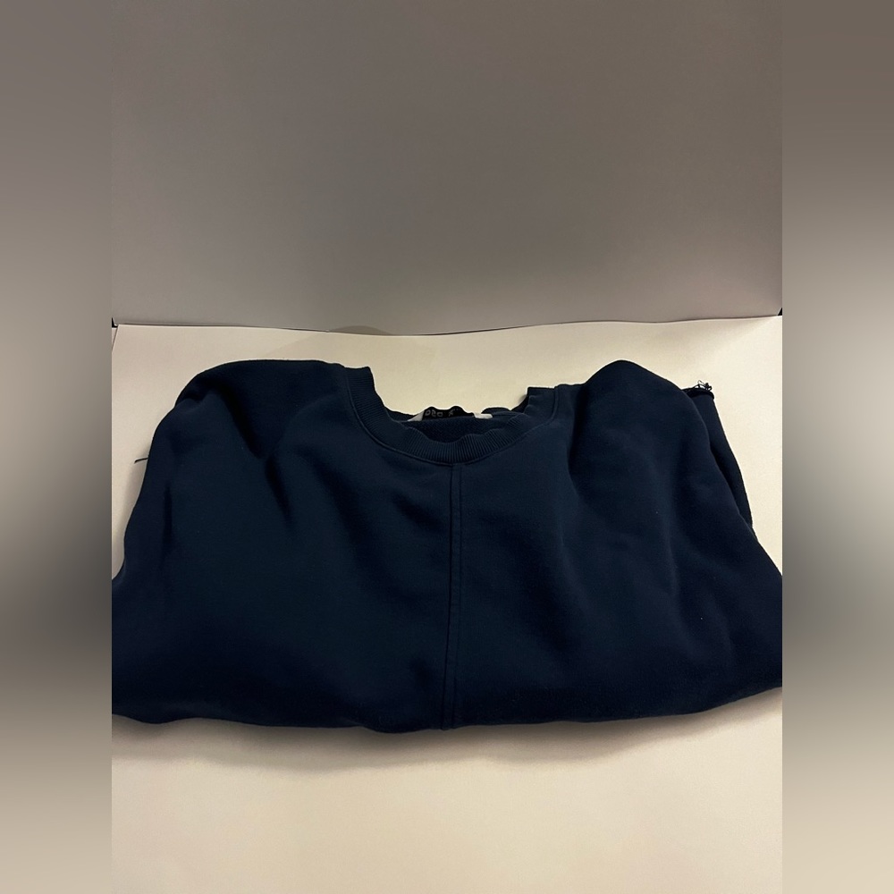 DSG: Navy Blue Cropped Crew Neck Sweatshirt
